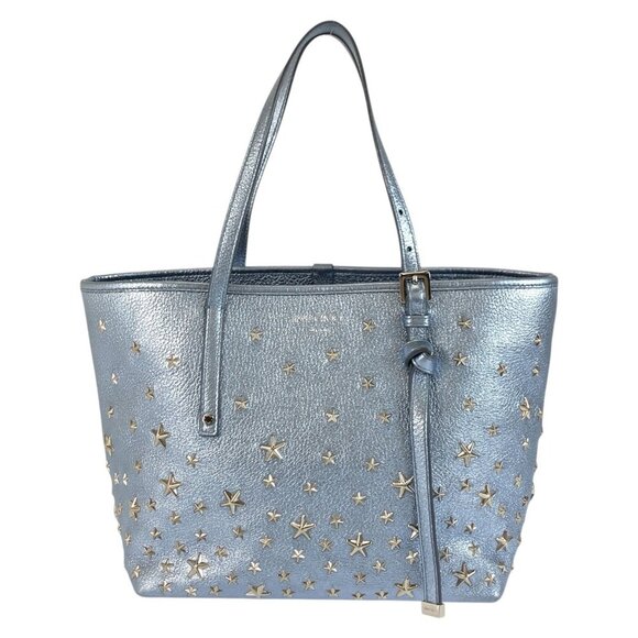 JIMMY CHOO Blue Leather Tote Bag - Picture 1 of 9